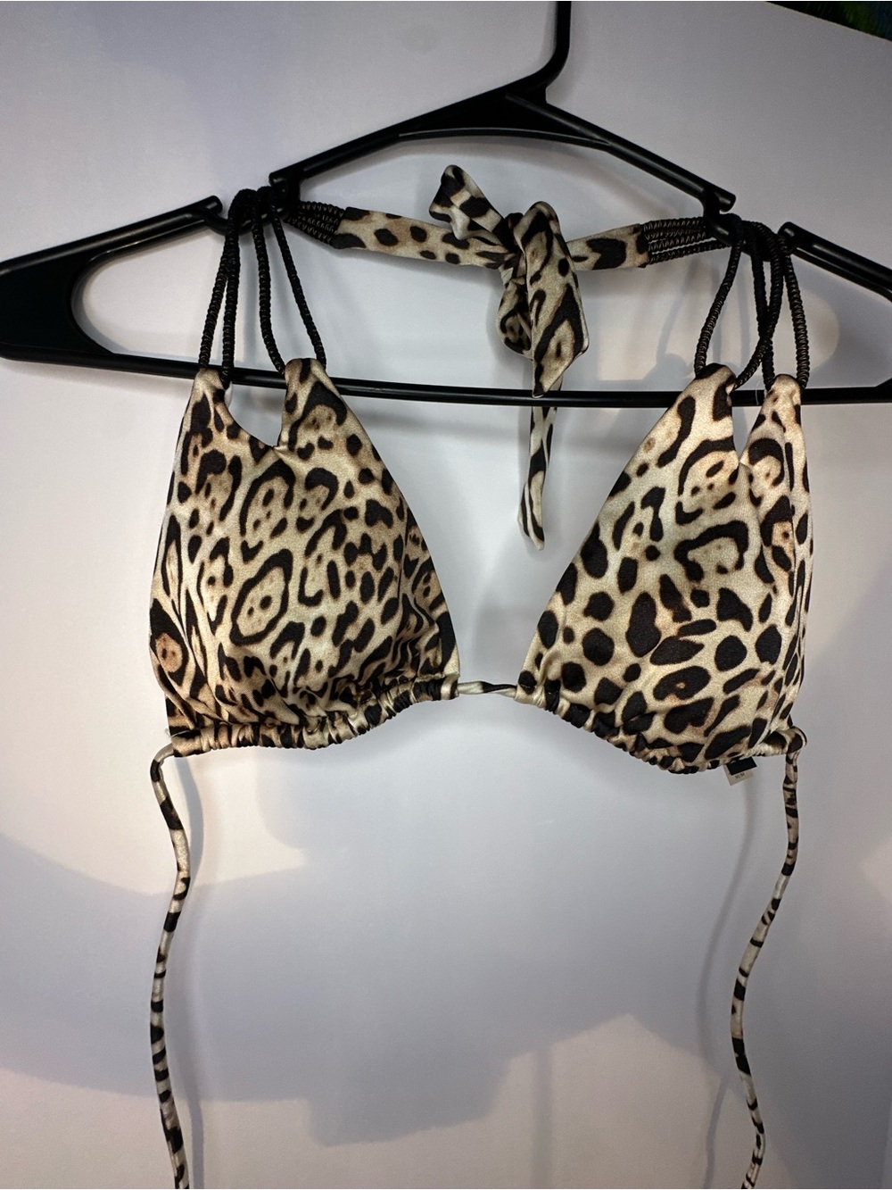 Victoria's Secret Leopard-Print Triangle Bikini Top - Beige & Black